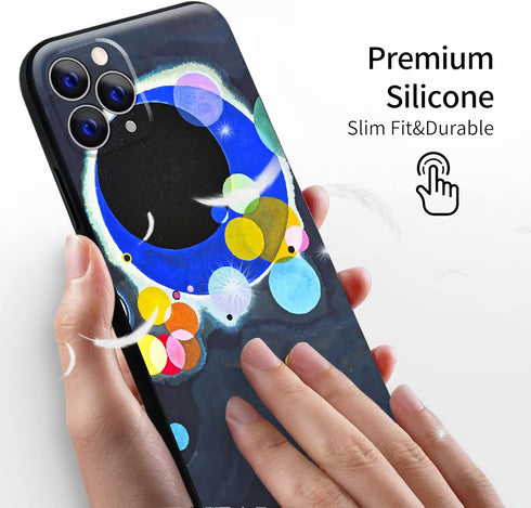 Berkin Arts Compatible with iPhone 11 Pro Max Case Silicone Cover with Screen Protector Color Field Colorful Moongate (Several Circles by Wassily ...