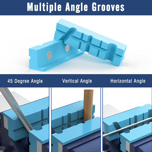 4 Inch Magnetic Vise Jaw Pads Covers, 1 Pair Retention Vice Jaw Pads Universal Jaw Covers with Multiple Angle Grooves Design, Vice Soft Jaws for W...