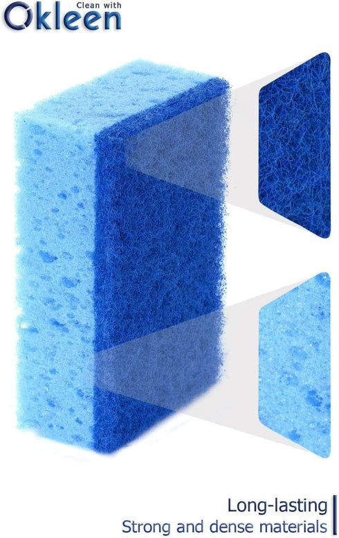 Blue Multi Use Scrub Sponge. Made in Europe. 18 Pack, 4.3x2.8x1.4 inches. Heavy Duty and Non Scratch Fiber. Odorless, Durable. Delicate Scouring S...