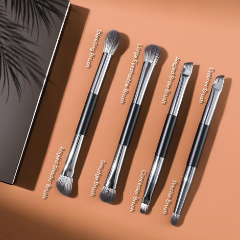 ENERGY Travel Eye Makeup Brush Set Eyeshadow Eye Blending Eyeliner Under Eye Concealer Eye Brow Smudge Makeup Kit with Portable Compact Mirror Cas...