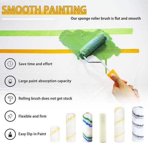 10 Pieces Paint Roller Cover, 4 inch Wool Blend Roller Covers, Washable Covers for Roller Frame, 0.2” Short Nap, Mini Paint Rollers for Painting W...