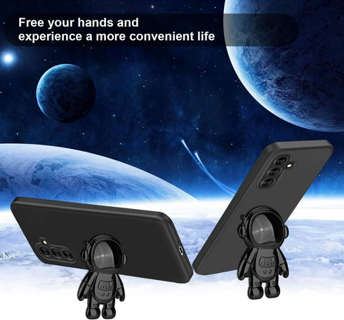 Astronaut Hidden Stand Case Cover for Samsumg Galaxy S23 FE, 6D Plating Spaceman Cartoon Cute Phone Case Shockproof TPU Protective Case for Samsum...