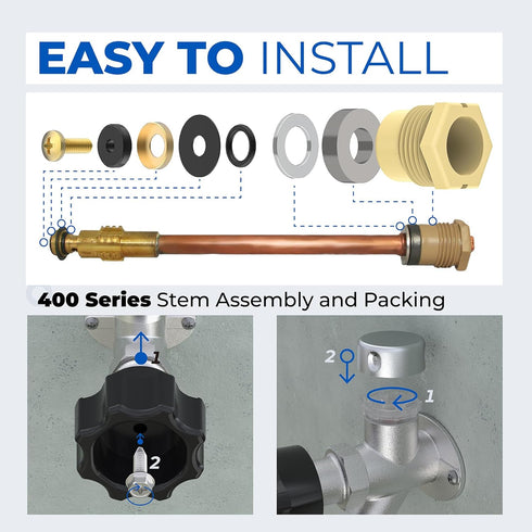 630-8500 Wall Hydrant Complete Service Kit Compatible with Prier Outdoor Faucet Repair Kit 500 400 Series Vacuum Breaker and Handle Replacement Pa...