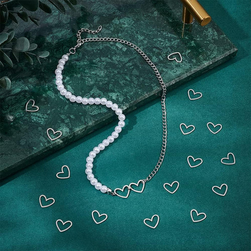 UNICRAFTALE 30Pcs 10.5mm Long 201 Stainless Steel Linking Rings Laser Cut Asymmetrical Heart Links Love Closed Jewelry Connectors Hollow Ring Conn...