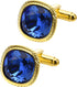 Blue Zircon Gemstone Cufflinks for Men Lady In Gift Case 14K Gold Plated Square Men's Cufflinks Jewelry Set for Wedding Anniversary Business Party...