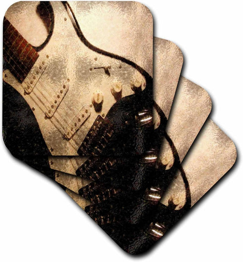 3dRose CST_60674_3 Old Electric Guitar in Abstract Ceramic Tile Coasters, Set of 4...