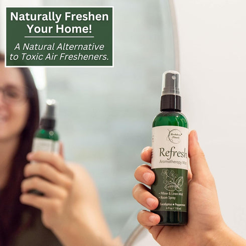 Refresh Aromatherapy Room Spray & Pillow Mist. Peppermint & Eucalyptus Essential Oil Spray, Linen Mist, Natural Car Air Freshener Bathroom Freshen...
