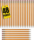 1InTheOffice Pre Sharpened Pencils #2, Pencils with Eraser, 2 HB, Wood-Cased, Black Lead, Yellow Barrel (48)...