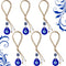 Hicarer 6 Pieces Turkish Blue Evil Eye Beads Charms Glass Evil Eye Pendants Crafting Beads Wall Car Mirror Hanging Decor with Ropes for Keychain J...