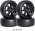PreGlued 12mm Hex Wheel Rims & OD 2.56" Rubber Tires for 1/10 On-Road Touring Car Drift for Traxxas 4tec 2.0 3.0 Tamiya TT02 TT01 HPI RS4 Wltoys 1...