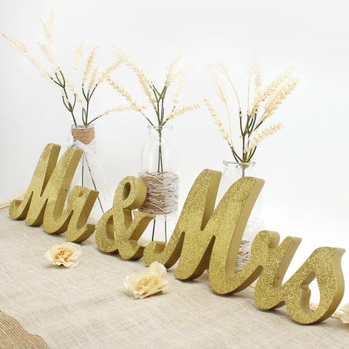 Wooden Mr and Mrs Sign, Rustic Mr. & Mrs. Letters Wedding Signs for Wedding Table, Miss Mr. Deroation for Photo Props/Party Table/Anniversary/Vale...