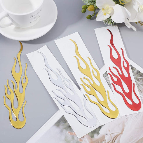SUPERFINDINGS 6PCS 3 Colors 8x1.9Inch Flame Decals Plastic Flame Car Stickers Decals for Motorcycle Car Window Wall...