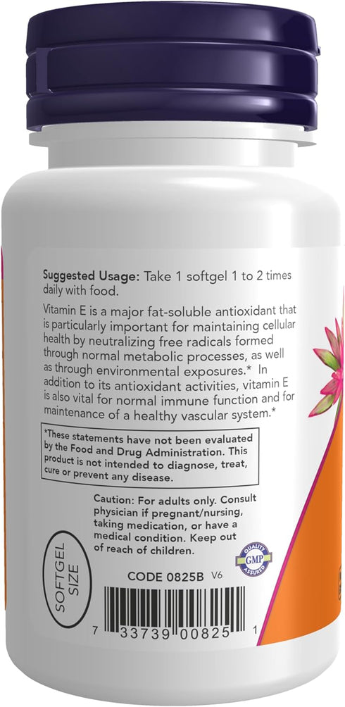 NOW Supplements, Vitamin E-200 IU, D-Alpha Tocopheryl, Antioxidant Protection*, 100 Softgels...