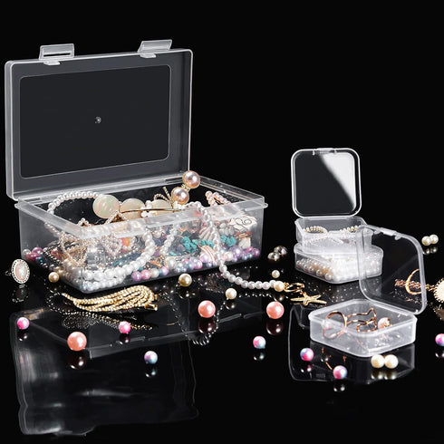 Jutieuo Small Bead Organizers, 32 Pieces Plastic Storage Cases Mini Clear Bead Storage Containers Boxes with Hinged Lid and Large Rectangle Organi...