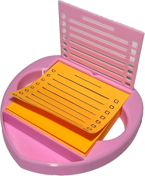 Heart Sticky Note Holder with Stencil PINK, Sticky Note Dispenser Compatible with Post-It Note, Post Note Organizer 3x3 Self Stick Note Pads Offic...
