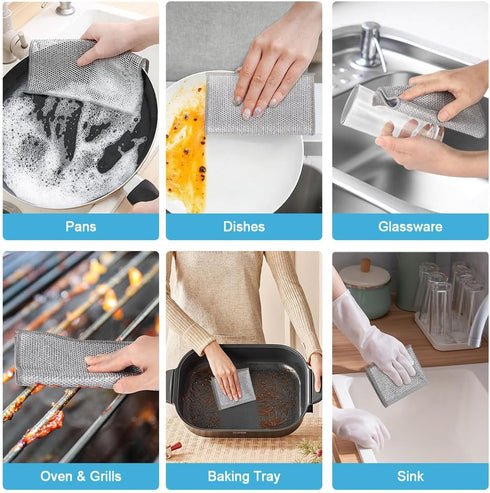 AIDEA Multipurpose Wire Dishwashing Rag for Wet and Dry, 12PK Multipurpose Cleaning Pads, Non-Scratch Wire Dishcloths for Cookware, Sinks, Dishes,...