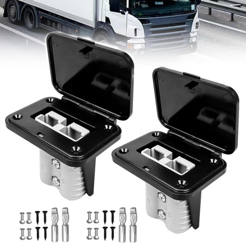 2Pcs 120A Plug Mounting Panel for Anderson Connectors, Mount Bracket Panel Plug with Dust Cover, Battery Quick Connect/Disconnect Connector Mounti...