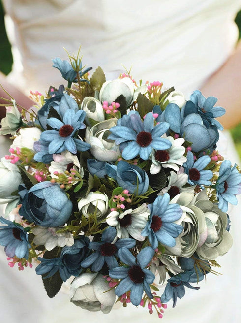CATTREE Artificial Peony Bud Mixed Flowers, 4pcs Plastic Plants Silk Fake Flowers Bouquet Bridal Home Garden Office Kitchen Bathroom Table Centerp...