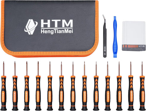 HengTianMei 18-Piece S2 Precision Screwdriver Set with Case- Torx, Phillips, Flat Head, Triangle, Hex, Micro Magnetic Screwdriver Repair Tool Kit ...