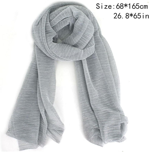 Women Solid Shimmer Hijab Muslim Head Wrap Long Scarf (Shimmer-Grey)...