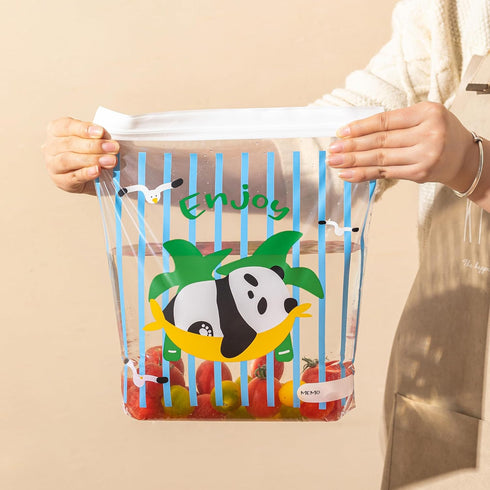 10pcs Cartoon Panda Food-Safe Zip Seal Food Storage Bags,Secure Seal For Home & Travel, For Storing Fruits, Vegetables...