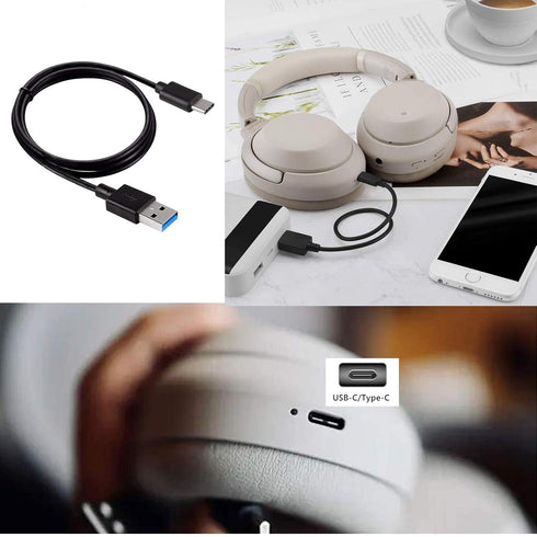 USB-C Charger Charging Cable Cord for Sony WH-1000XM4 WH-1000XM3 WF-1000XM4 WH-XB900N WH-CH510 WI-1000XM2 WI-C200 WI-XB400, AKG Y400 Y600NC, WF-10...