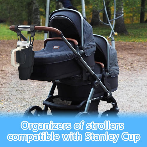 Stroller Cup Holder Compatible with Stanley,Stroller Cup Holder with Adjustable Strap and Pouch Taking Everywhere,Accessories for 30/40oz Stanley ...
