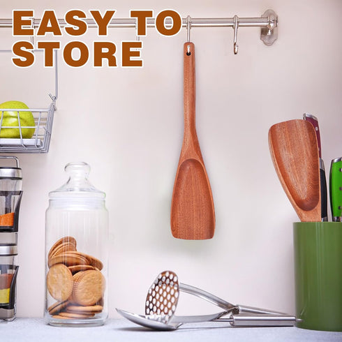 Wooden Cooking Spatula for Nonstick Cookware, Spatula Spoon for Cooking, Stirring, Scooping, Scraping, Serving, Solid Wooden Kitchen Utensil Spoon...