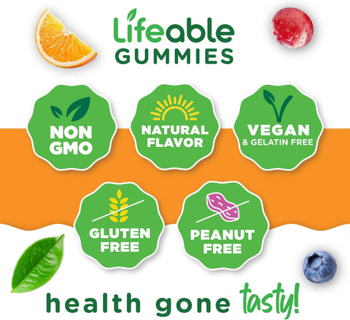 Lifeable Vitamin B Complex Gummies for Adults | with Vitamin C | Great Tasting Vitamin B Gummies | for Energy and Nerve System | Vegan B Complex V...