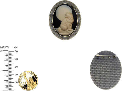Floral Pin Brooch Antique Brass Flower Decor Fashion Cameo Jewelry Pouch for Gift...