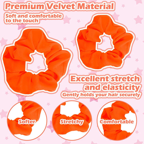 2 Pcs 80s Neon Scrunchies Orange Scrunchie Solid Neon Hair Accessories Elastic Neon Orange Scrunchies Large Voile Hair Ties Hair Bands Ponytail Ha...