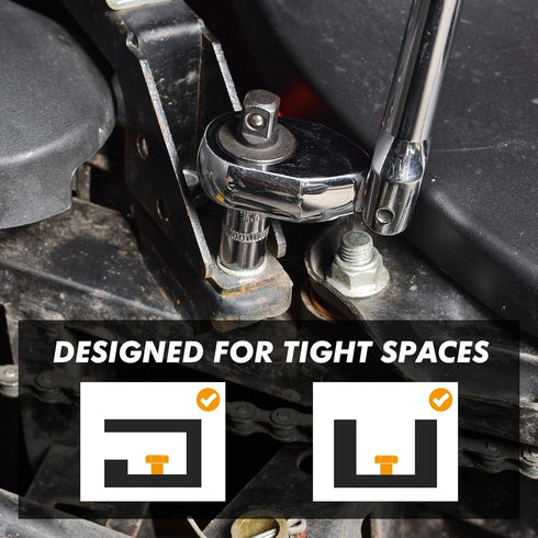 Dual 3/8 and 1/4 Drive Flex Head Ratchet, 72-Tooth 3/8 Ratchet Flex-Head Wrench with Quick-release and Reversible Switch (3/8 and 1/4 Flex-Head)...