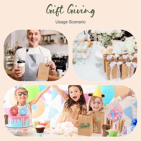 GSSUSA Brown Paper Bags 5.25x3.75x8 20Pcs, Small Gift Paper Bag with Handles Bulk, Graduation Gift, Sturdy Kraft Paper, Retail Shopping Bags, Part...