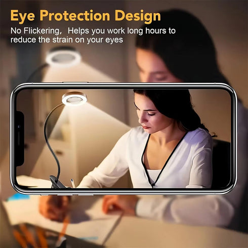 Magnifying Glass with Light and Stand 10X, Craft Lamp Adjustable Gooseneck Clip on light 12W 3 Colors Dimmable LED Desk Lamp for Reading, Working,...