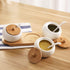 3 Pcs Porcelain Condiment Jar Set, Spice Jars with Bamboo Cap and Ceramic Serving Spoon, Wooden Tray, Used to Store Sugar, Spices, Coffee, Tea, 17...
