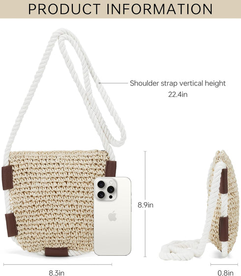 Straw Bags for Women Beach Wicker Purse Woven Rattan Clutch Shoulder Bag Small Purses for Women Crossbody Purses for Women Crossbody Sling Bags fo...