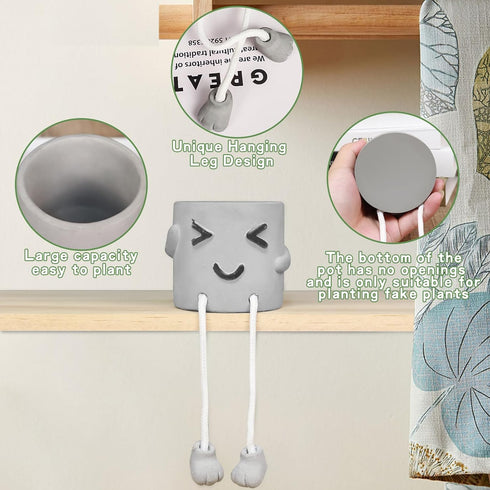 1pcs Indoor Hanging Planter with Feet,Cute Face Planter pots Succulent Planter,Flower Pot,Plant Planter,Office Decor,Gift Idea (Squinty)...