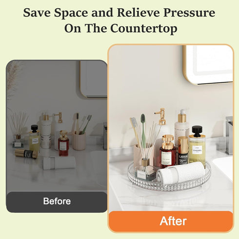 Bukfen 360 Rotating Makeup Organizer for Vanity,1 Tier Diamond Small Skincare Organizers,Lazy Susan Organizer, Spinning Cosmetic Display Case,Orga...