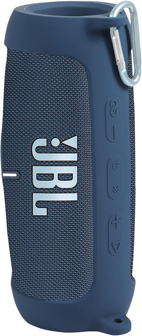 for JBL Charge 5 Waterproof Bluetooth Speaker Silicone Cover Case, Portable Silicone Travel Case with Carabiner, Protective Skin Case (Blue Case) ...