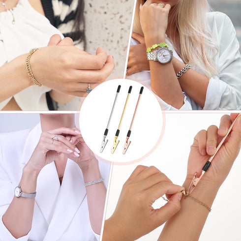 3 Pcs Bracelet Helper Tool,Jewelry Clasp Helper,Wear Jewelry by Yourself (Gold+Silver+Rose Gold), Bracelet Fastener Helper,Bracelet Buddy,Bracelet...