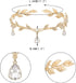 EVER FAITH Wedding Bridal Headband for Brides, Austrian Crystal Teardrop Leaf Costume Hair Accessory Tiara Hair Band Crown for Elf Cosplay Party/B...