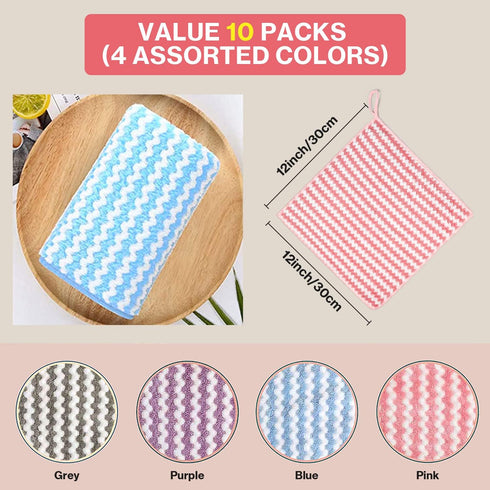 AMITER Kitchen Dish Towels, 100% Cotton Kitchen Towels and Dishcloths Set, 10 Pack Dish Cloths for Washing Dishes Dish Rags for Drying Dishes Kitc...