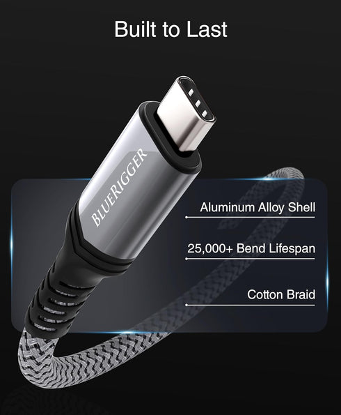 BlueRigger USB C Cable 3FT - (240W PD, USB 4.0, Type C Cable, 48V 5A Fast Charging, 40 Gbps Data Transfer, 8K 60Hz HD Display, USB C Charger) - Co...