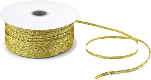 Nylon Taffeta Metallic Ribbon, 100 Yards, 1/8-inch - Gold...