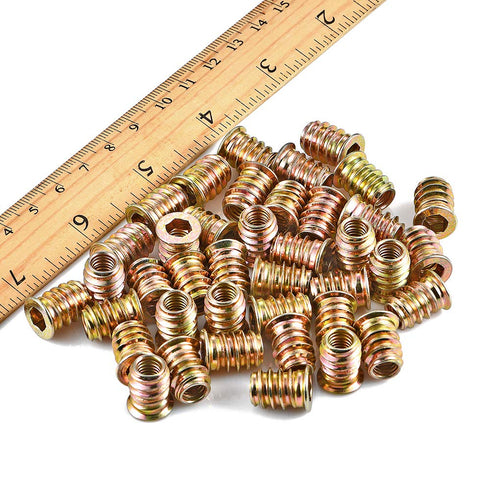 80 Pieces 1/4"-20 Wood Inserts Bolt Furniture Screw in Nut Threaded Fastener Connector Hex Socket Drive for Wood Furniture Assortment (1/4"-20 x15...