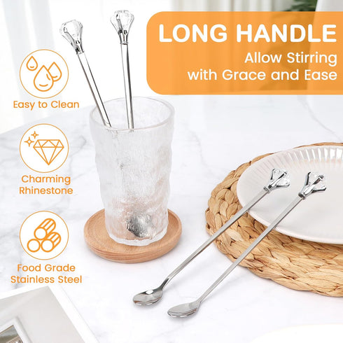 kilofly Rhinestone Party Stir Bar Spoon Value Pack, Set of 4...
