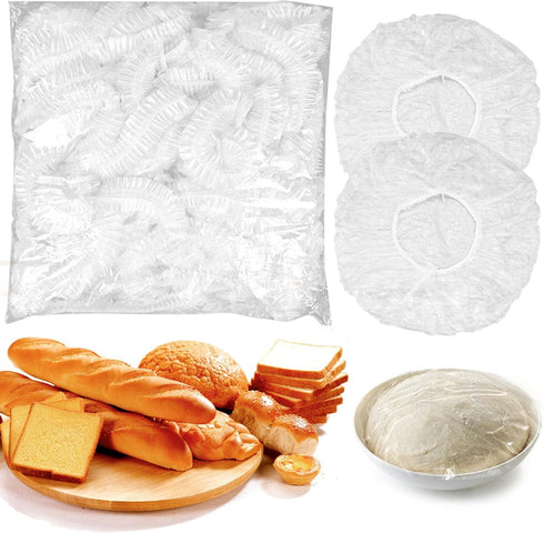 100Pcs Bowl Covers, Adjustable Elastic Bowl Covers for Bread Proofing Reusable Fresh Keeping Bags, Plastic Bowl Covers Bread Cover for Rising Brea...