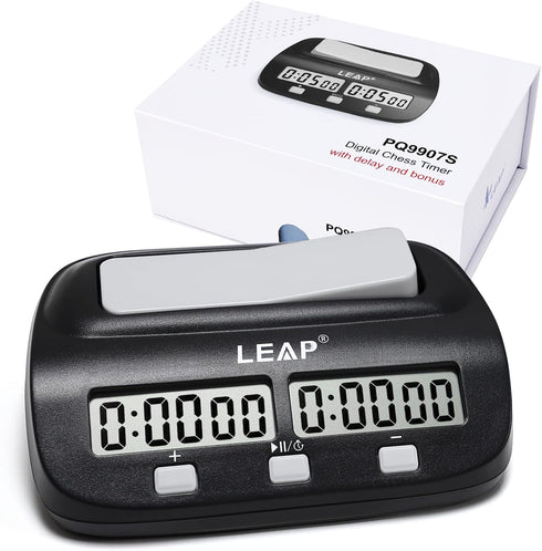 LEAP Chess Clock Digital Chess Timer Professional for Board Games Timer with Alarm Function Black (Official Store)...