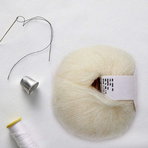 Angora Wool Yarn, Popular Soft Mohair Knit Angora Long Wool Yarn Hot (White)...