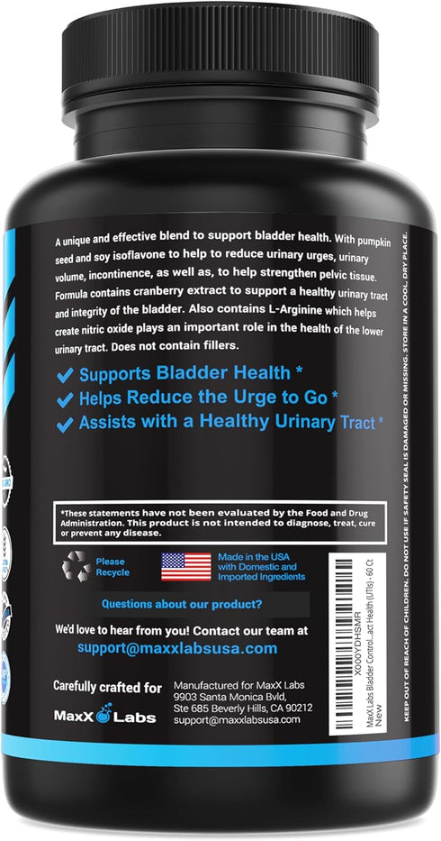 Bladder Control Supplement - Overactive Bladder Control Pills - Potent Blend of Pumpkin Seed Oil, Cranberry Extract & Vitamin D3 - Urinary Tract I...